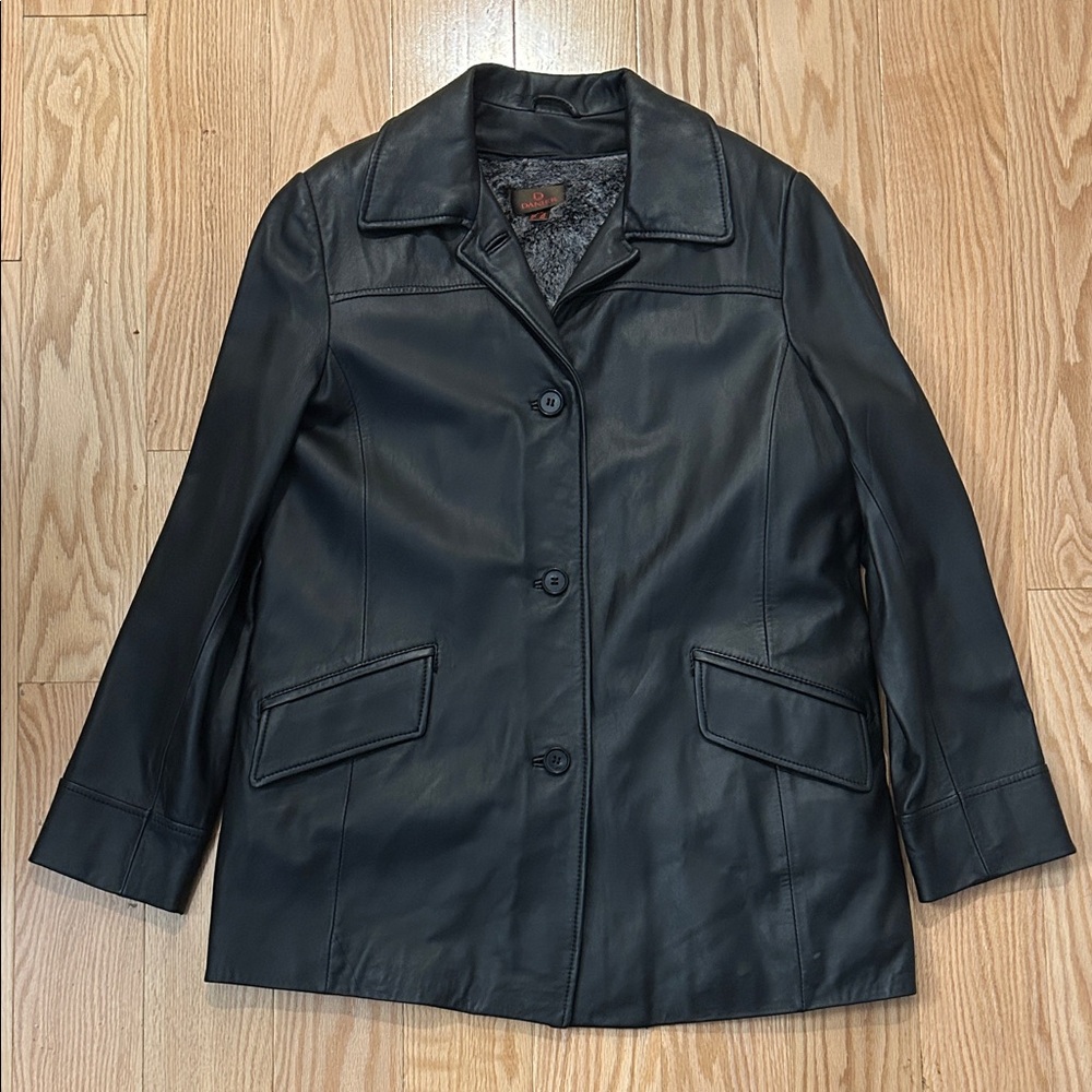 Vintage Danier Black Leather Jacket with Removable Faux Fur Lining
